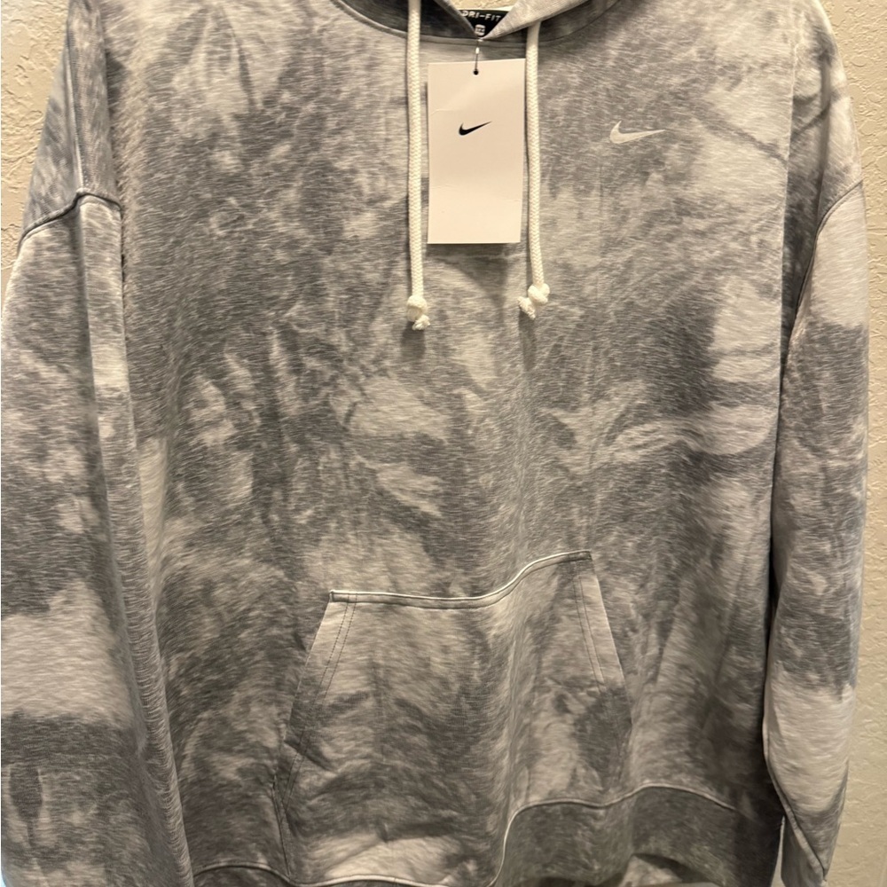 NIKE Womens size XL Dri-Fit Icon Clash Hoodie Cloud Grey Tie Dye Workout Outdoor